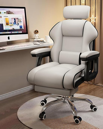 Executive Computer Chair Home Office Desk Chair,Adjustable Angle, Ergonomic Adjustable Height PU Leather Chairs with Cushions Armrest for Long Time Seating-High Office Chair with Footrest