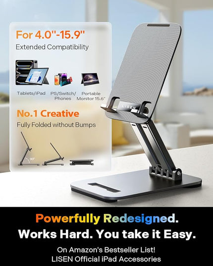 LISEN for iPad Stand Tablet Holder for Desk, Cool Home Office Desk Accessories for Men Women Kids Tablet Gifts, Office Home Essentials Gadgets Portable Monitor Stand for iPad a16 Accessories Kindle