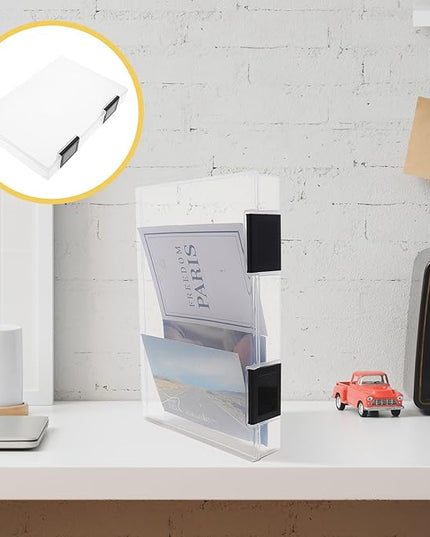 A5 Document Storage Box with Lid, Thickened Black Plastic File Organizer, Dustproof Desktop Office File Case for Paper and Pen Storage