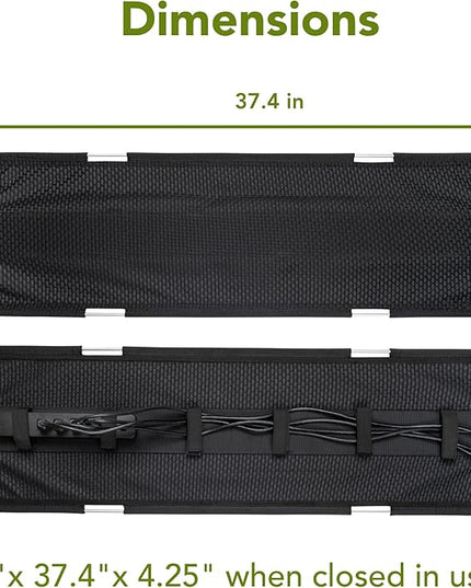 PERFECT POSTURE Mesh Cable Organizer – Under Desk Cable Management with Adjustable Straps, Flexible Mesh, Easy-Access Design, & Standing Desk Compatible – 37.4” (Black)