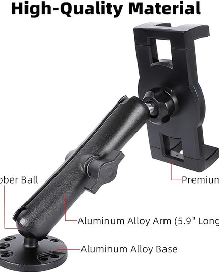 FPN Dashboard Mount Tablet Holder for Truck, Heavy Duty Drill Base with Aluminum Arm Tablet Mount for Car, Wall, Boat, Desk, Compatible with iPad Pro Air Mini, 4.7-12.9″ Tablets and Phones (PTM-27)
