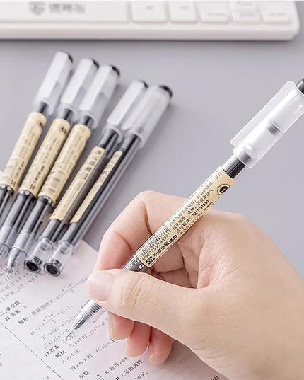 BEMLP Gel Ink Pen Japanese Style Liquid Ink Rollerball Pens Quick Drying 0.35mm Ultra Fine Point Ballpoint Maker Pen Premium for Office School Stationery Supply,12 Pcs/Set, Black