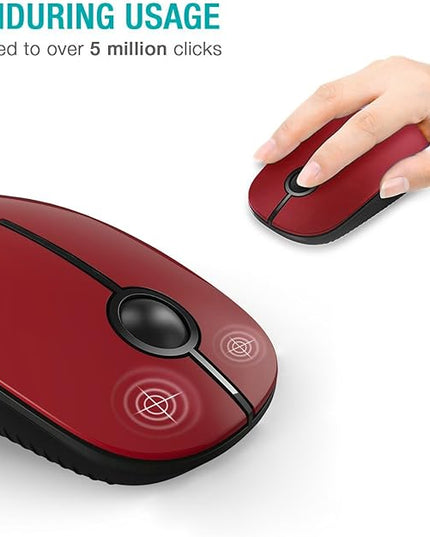 VssoPlor Wireless Mouse, 2.4G Slim Portable Computer Laptop Mouse with Nano Receiver Quiet Silent Optical Mice for Notebook, PC, Laptop, Computer-Black and Red