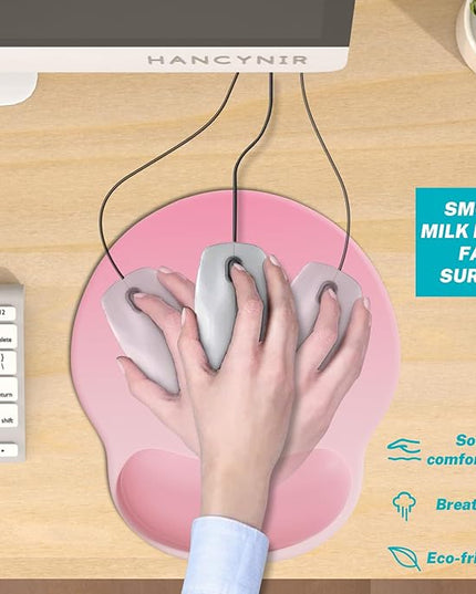 Ergonomic Mouse Pad with Wrist Support, Comfortable Gel Mouse Pads Wrist Rest, Computer Mouse Pad with Non-Slip PU Base, Relief Mousepad for Gaming Work Home Desk Accessories Office Decor