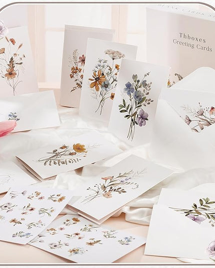 Thboxes Blank Cards and Envelopes, 40 Pack Blank Note Cards 4x6 in Elegant Floral Greeting Card with Sealing Stickers, Note Card and Envelopes Stationary Set for All Occasions (10 Floral Designs)
