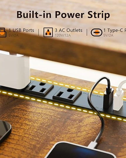 AODK Electric L Shaped Standing Desk, 59 Inch Height Adjustable Stand Up Desk with Power Outlets ＆ Full Monitor Stand, Reversible Corner Desk for Home Office ＆ Computer Workstation, Rustic Brown