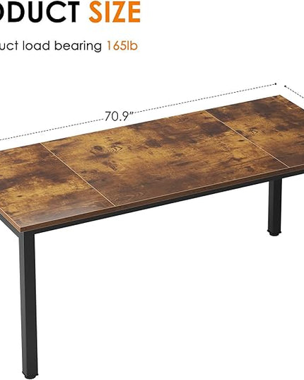 Need 70.8 Inch Executive Office Desk, Large Stylish Computer Desk, Simple Study Writing Desk, Workstation Business Furniture for Home Office, Rustic Brown