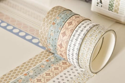 YUBBAEX 40 Rolls Basic Washi Tape Set Cute Printed Patterns Masking Skinny Creative Decorative Tapes for Arts, DIY Crafts, Journals, Planners, Scrapbook, Wrapping (Decorism 1)