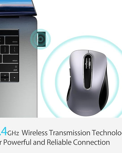 memzuoix 2.4G Wireless Mouse, 1400 DPI Mobile Optical Cordless Mouse with USB Receiver, Portable Computer Mice Wireless Mice for Laptop, PC, Desktop, MacBook, 5 Buttons (Gunmetal)