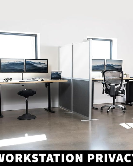 VIVO Modular Wall System, 2 PET and Whiteboard Panels, Professional Office Cubicle Dividers, Freestanding Privacy-Screen, 66 inches High, White and Dark Gray, PP-MWS63WB
