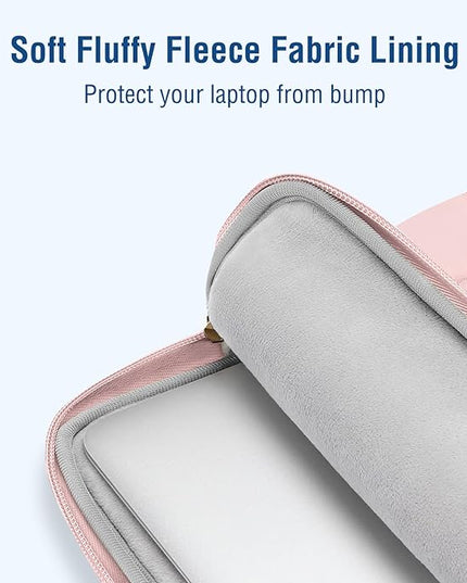 MOSISO Laptop Case 16 inch, 15-15.6 inch Puffy Laptop Sleeve Compatible with MacBook Pro 16 M4 M3 M2 M1, HP Acer Dell Lenovo Notebook, Rectangle Quilted Computer Bag with Handle&Flower Pendant, Pink