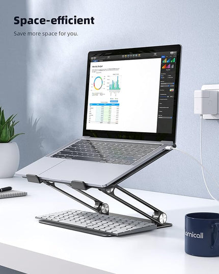 Lamicall Adjustable Laptop Stand, Portable Laptop Riser, Aluminum Laptop Stand for Desk Foldable, Ergonomic Computer Notebook Stand Holder for MacBook Air Pro, Dell XPS, HP (10-17.3'') - Black