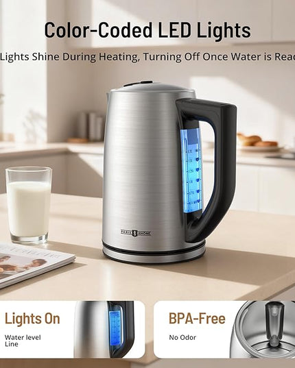 Electric Kettle Temperature Control, 1.7L Electric Kettle with 6 Temperature Settings, 1500W Cordless Hot Water Boiler Heater, Strix Thermostat, Touch Control, Auto-Shutoff/Boil-Dry Protection