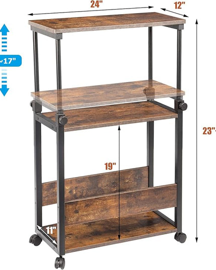 TooCust Height Adjustable Computer Tower Stand, Computer & Machine Carts, PC Tower Stand, Printer Stands with Wheels, 24" W x 12" D x 23"-38" H, Holds Up to 132 lbs (Fits Tower Lower Than 19")