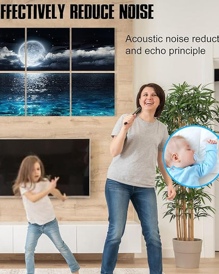 YPY Acoustic Panels Soundproof Wall Panels: Sound Absorbing Wall Art Decorative Sound Proofing Panels Noise Cancelling Acoustical Treatment for Home Studio 6 Pack 72x48 Inches