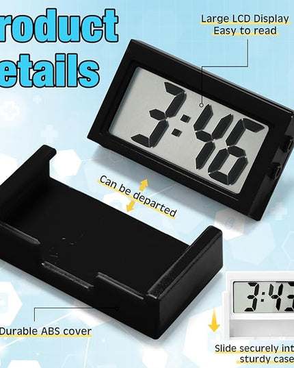 Frienda 36 Pieces Mini Digital Clock Small Digital Clock Stick on Battery Operated Self Adhesive Bracket for Car Dashboard Fridge (Black)