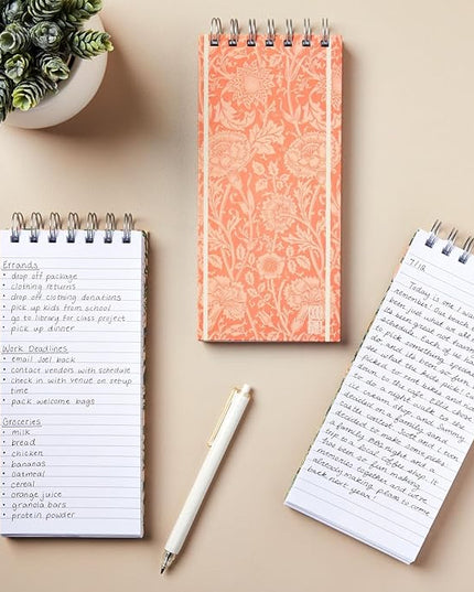 The Gifted Stationery Hardcover Spiral-Bound Notebook Pack - Top-Bound Spiral Notepads - Grocery List Notebook - Office & School Notepads - 8.4 x 3.75 in, 100 Sheets/200 Pages, Pack of 3