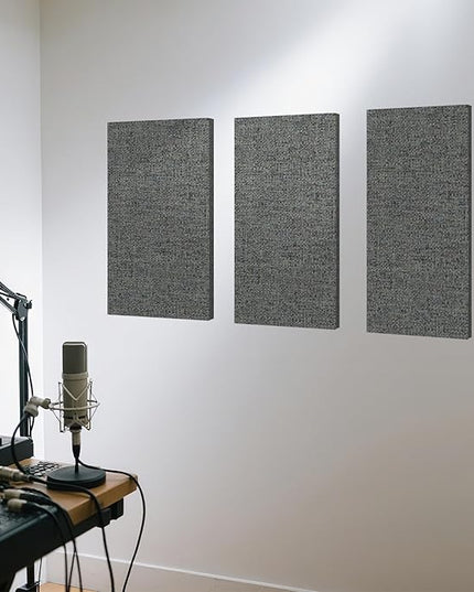 Art3dwallpanels 8 PCS Acoustic Panels, 24''x12'' Fabric Soundproof Wall Panels, Easy-Hook Mounting Sound Absorbing Panels for Studios, Office, Home Theater,Dark Grey