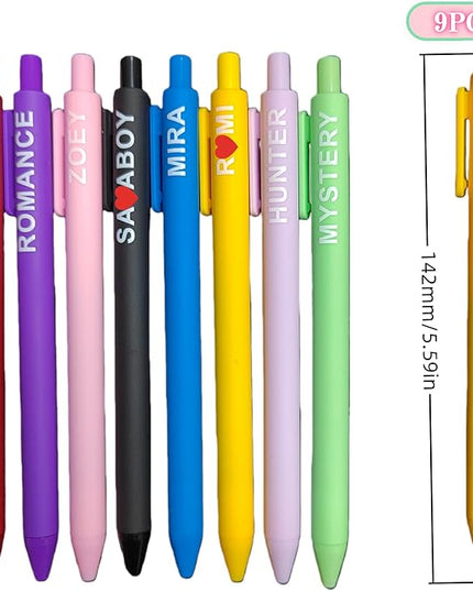 playneeu Kpop Merch Pen Set – 9 Colorful Gel Pens Inspired by Virtual Idol Characters, Black Ink Writing Pens for Fans, Cute Stationery Gift for Students & Music Lovers