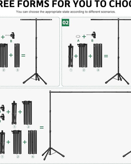 Backdrop Stand 10x7.5 FT for Photography Studio, 3-in-1 T-Shape Photo Backdrop Stand Kit for Birthday Party, Background Stand for Photo Video Studio with Carring Bag, Banner Stand with 2 Sandbags