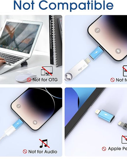 TechMatte Female USB C to Male Lightning Adapter 3 Pack 2.2A Charging Data Transfer, Compatible with iPhone 14, 13, 12, 11 Xs SE iPad iPod AirPods, Not for Audio Headphones/OTG Android Anti-Lost, Blue