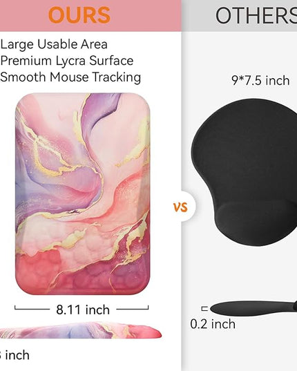 Ospelelf Pink Mouse Pad with Wrist Support Large Ergonomic Office Comfy Pain Relief Mousepad Wrist Rest