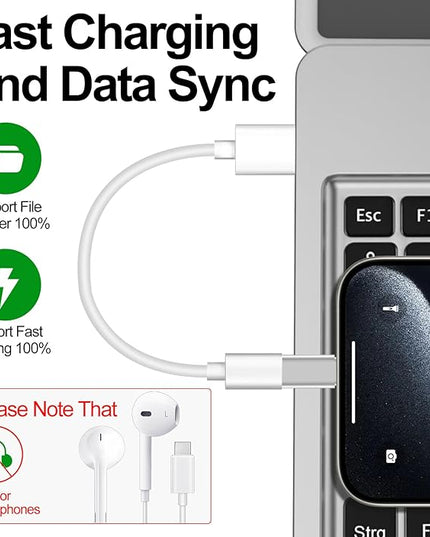 𝟒𝐏𝐚𝐜𝐤 𝐔𝐩𝐠𝐫𝐚𝐝𝐞𝐝 Lightning to USB C Adapter for iPhone 16/15 Pro Max/Plus,Samsung S25,iPad,Not for Audio,Charging & Data Sync ONLY,Type C Charger Connector,for iPhone 16/15 Charger