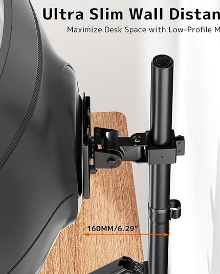 Triple Monitor Mount up to 49 inches, Fully Adjustable Heavy Duty 3 Monitor Arm with Gas Spring, Desk Mount for 3 Screens, C-Clamp & Grommet Base, Holds 44 lbs, Black