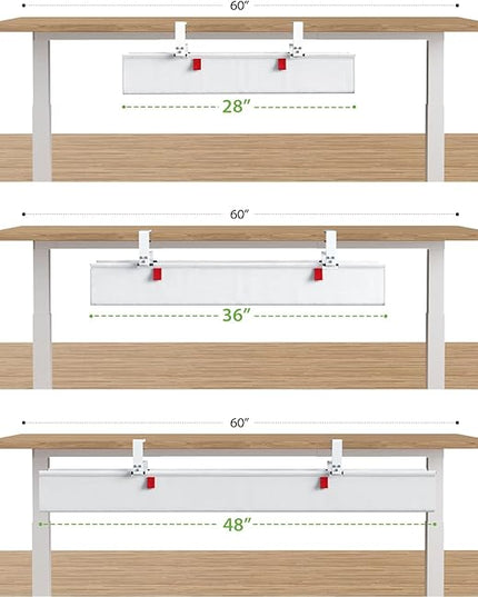 KEEGH No Drill Under Desk Cable Management Tray - 28" Cord Management Under Desk - Clamp/Screw Mount - Support Upto 70lbs - Fabric Wire Management - Gaming/PC Cable Raceways for Office/Home, White
