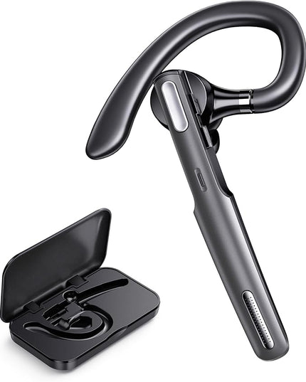 ICOMTOFIT Bluetooth Headset, Wireless Bluetooth Earpiece V5.0 Hands-Free Earphones with Built-in Mic for Driving/Business/Office, Compatible with iPhone and Android (Gray)