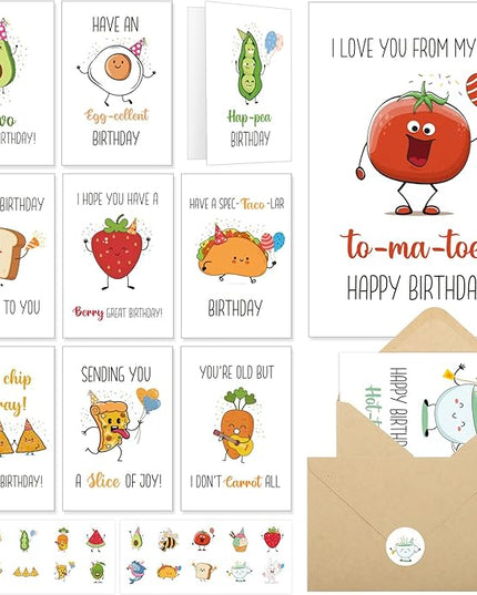 40 Birthday Cards with Envelopes & Stickers Set, 4"x6" Funny Bulk Birthday Card 20 Unique Designs Cute Handmade Greeting Card for Kids, Women, Friends, Family, Work & Office