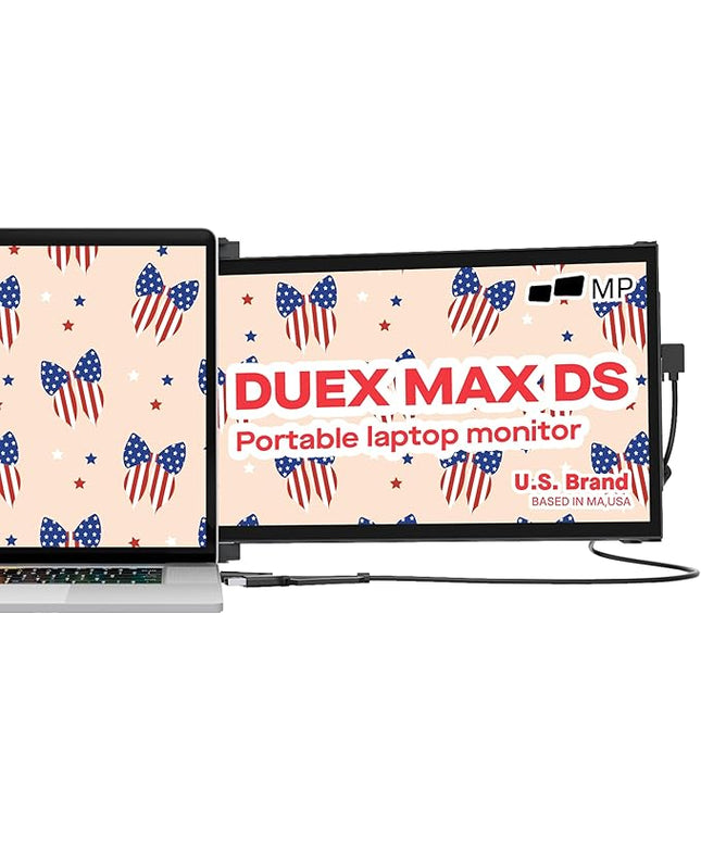 Mobile Pixels New Duex Max DS 14.1'' FHD 1080p Laptop Screen Extender, USB Type-C/HDMI Ports, Portable Monitor for 14'' to 17 Inch Laptops, Compatible with macOS/Windows/Apple/Android/Switch(Black)