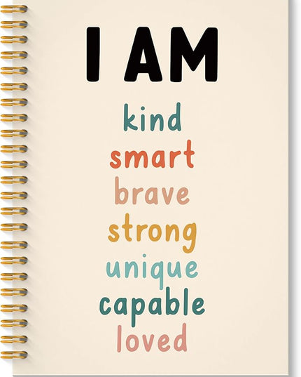 Boho Inspirational Spiral Notebook, Affirmation Journal, Positive Affirmation Gifts, I Am Kind Smart Brave Journals Notebook, 5.5x8.3 Inch