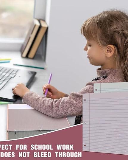 PerKoop 600 Sheets Colored Loose Leaf Paper 8.5" x 11" college ruled Lined 3 Hole Punched notebook Filler Paper for 3 Ring Binders Office School Supplies (Sweet Color)