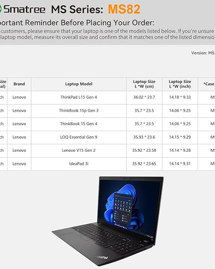 Smatree MS82 Hard EVA Protective Sleeve with Stand Compatible for 15.6 inch Lenovo ThinkPad L15 Gen 4, for ThinkBook 15p/15 Gen 3/4, for 15.6 inch IdeaPad 3i, for LOQ Essential Gen 9 Sleeve, White