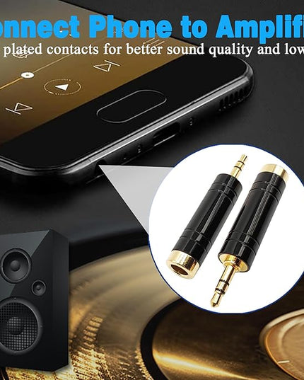 Voluty Tek 6.35MM Female to 3.5MM Male Headphone Adapter 1/4 to 1/8 Audio Stereo Adapter for Headphone 2PCS