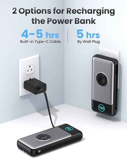 Portable Charger for iPhone with Built-in Cables and AC Wall Plug,Upgraded 26800mah Fast Charging USB C Power Bank,25W PD Travel Essential Battery Pack for iPhone 17/16/15/14/13,Galaxy,Apple Watch