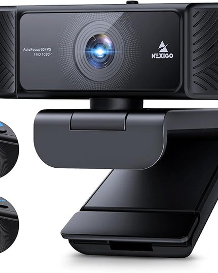 NexiGo 1080P 60FPS Webcam with Software Control and Microphone, AutoFocus, w/Privacy Cover, N680P Pro Computer Web Camera for Skype Zoom Teams, Mac PC Laptop Desktop