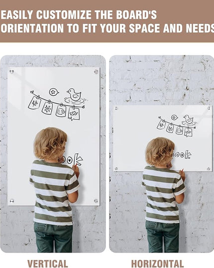 Mifuro Magnetic Glass Whiteboard，36"x24" Wall Mounted Frameless Dry Erase Board for Office, Home & School Ultra White