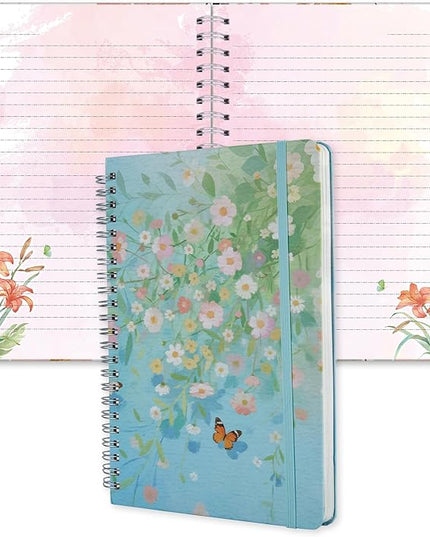 SIIXU Floral Decorated Notebook A5, Unique Colorful Flower Design Journal for Women with Patterned Inner Pages for Writing, Small, Lined