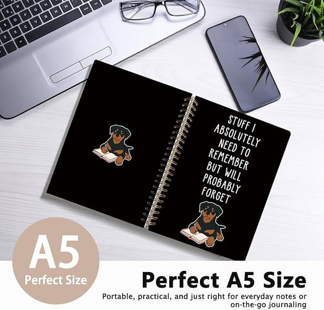 LIANGW Funny Rottweiler Gifts Spiral Notebook Journal, Pet Dog Mom Lovers Owner Gifts Journal for Writing, Rottweiler Gift for Women, Dog School Office Stuff Supplies, 5.5x8.3 Inch