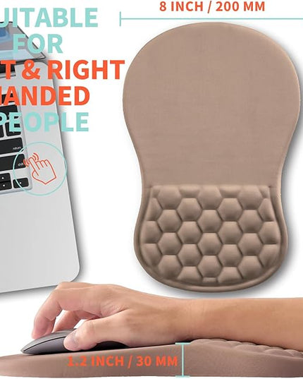 Ergonomic Mouse Pad Wrist Support with Memory Foam Massage Bulge, Carpal Tunnel Pain Relief Mousepad Wrist Rest for Mouse(12x8 inch, Sand Color)