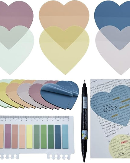 800Pcs Transparent Sticky Notes, 2.76"x2.76" Clear Heart Sticky Notes, Waterproof Translucent Sticky Note Pads for Books Annotation, Clear Post it Notes for Bible Study, School, Office