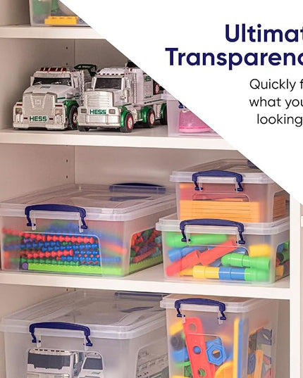 Superio Storage Bins with Lids- Clear Boxes for Organizing, Stackable Plastic Containers- BPA Free, Non-Toxic, Odor Free, Organizer for Home, Office, Dorm (6 Pack, 28.5 Qt)