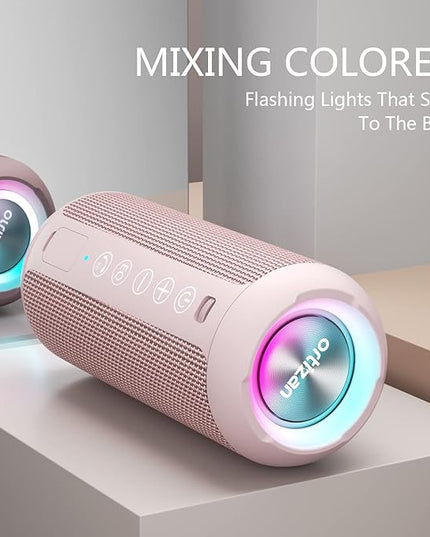 Ortizan Portable Bluetooth Speakers, IPX7 Waterproof Wireless Speaker with 24W Loud Stereo Sound, Deep Bass, Bluetooth 5.3, RGB Lights, Dual Pairing, 30H Playtime for Home, Outdoor, Party