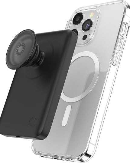PopSockets PowerPack for MagSafe Magnetic Power Bank, Portable Phone Charger, Magnetic Wireless Battery Pack, 5000mAh for iPhone 16/15/14/13/12 Pro/Pro Max/Plus - Black