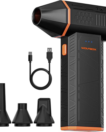 WOLFBOX MF50 Compressed Air Duster-110000RPM Super Power Electric Air Duster, 3-Gear Adjustable Mini Blower with Fast Charging, Dust Blower for Computer, Keyboard, House, Outdoor and Car