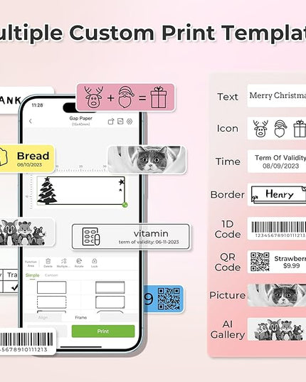 Nelko Label Maker Machine with Tape, P21 Bluetooth Label Printer, Wireless Mini Label Makers with Multiple Templates for School Office Home, Pink