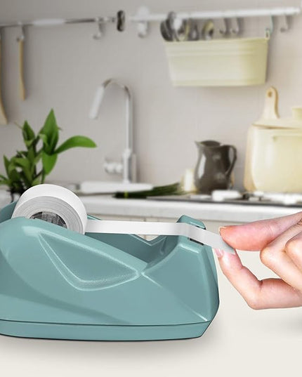 Acrimet Premium Desktop Tape Dispenser, Plastic, Non-Skid Base (Heavy Duty) (Solid Green Color)