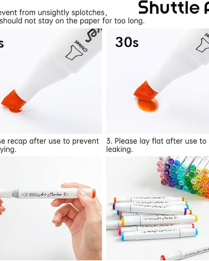 Shuttle Art 240 Colors Alcohol Markers, 239 Colors Dual Tip Art Marker Set Plus Colorless Blender, Micro-tip Pens, White Highlighter Pens, Marker Bag with Holders Perfect for Students Adults Coloring